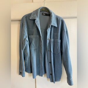 Blue corduroy shacket